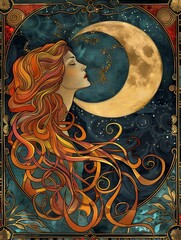 Wall Mural - The moon, tarod cards.