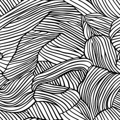 Wall Mural - Abstract Black and White Wavy Line Pattern