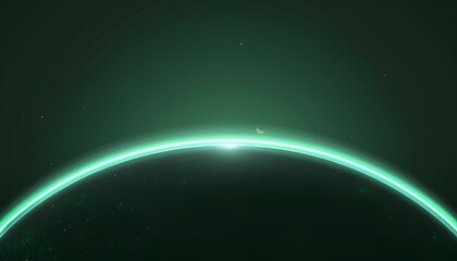 Space scene. Green nebula with  planet