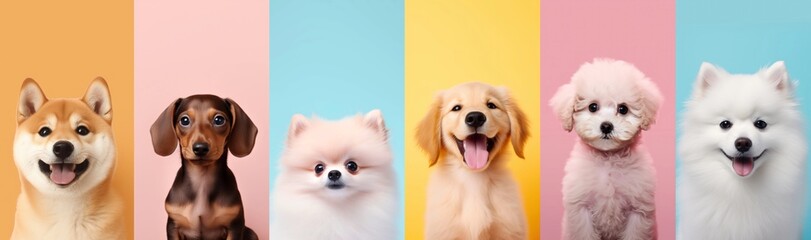 Poster - Colorful portrait of adorable dogs mobile wallpaper set