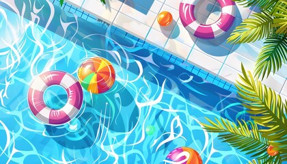 Wall Mural - swimming ring floating in the pool