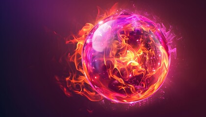 Wall Mural - pink glowing circle crystal on dark background