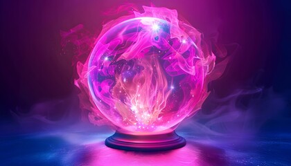 pink glowing circle crystal on dark background