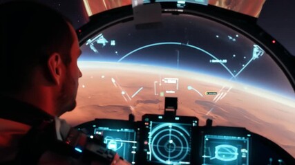Poster - Astronaut in Mars Mission Cockpit During Space Exploration Generative AI