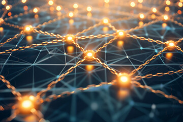 Poster - Abstract Network of Interconnected Chains with Glowing Lights