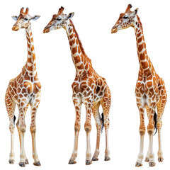 set photo of giraffe isolated on white transparant background