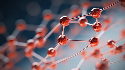 Poster - Close-up view of a 3D molecular model showcasing intricate details of atomic connections and bond angles, with a sleek, futuristic background