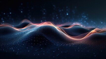 Aufkleber - abstract futuristic background featuring a dynamic wave of interconnected dots and lines, creating a