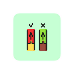 Sticker - Medical experiment line icon. Tube, arrow, comparison. Laboratory concept. Vector illustration can be used for topics like results, solution, expertise