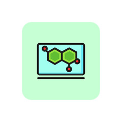 Poster - Medical research line icon. Cell, molecule, monitor. Science concept. Can be used for topics like test, microbiology, chemistry