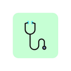 Poster - Stethoscope line icon. Physician, practitioner, tool. Medicine concept. Can be used for topics like disease, symptoms, diagnostics, medical examination