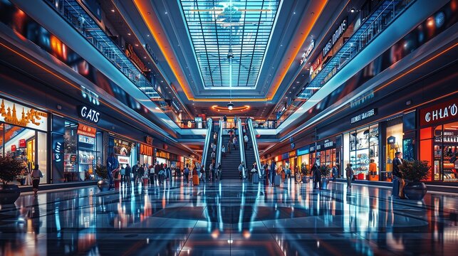 Dynamic Retail Hub with Multiple Shops and a Convenient Escalator