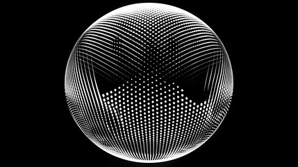 Poster - White Sphere rendered in 3d with intricate lines and dot patterns, it stands out against a black background. It conveys a sense of futuristic style and abstract concepts.