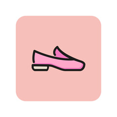 Poster - Loafer line icon. Shoelaces, boat, low heel. Footwear concept. Can be used for topics like shoe shop, casual style, office look