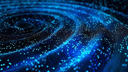 Wall Mural - mesmerizing abstract digital artwork featuring blue waves rendered in 3d with a futuristic style. th