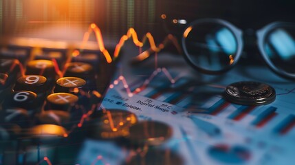 Aufkleber - Business Finance Budgeting and Tax Concept Doing finances and calculating financial report with business graph growth chart finance and investment budget management asset allocation : Generative AI