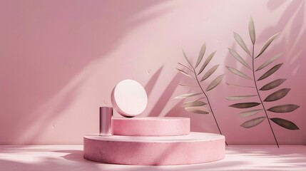 Poster - Premium Podium Product Presentation Mockup Design Natural Background Cosmetic : Generative AI