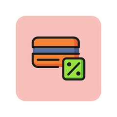 Poster - Cash withdrawal fee line icon. Credit commission, credit card payment discount, deposit percentage. Credit card concept. Vector illustration can be used for topics like banking, finance, money