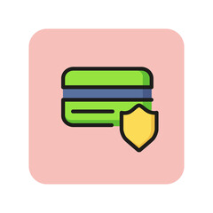 Poster - Credit card security line icon. Financial insurance, antivirus, data protection. Credit card concept. Vector illustration can be used for topics like banking, finance, money
