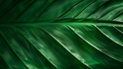 Aufkleber - Dark green leaf texture Natural green leaves using as nature background wallpaper or tropical leaf cover page : Generative AI