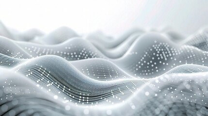 Poster - White technology background featuring clean digital waves and futuristic patterns