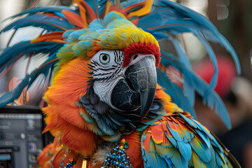 Closeup shot of a playful parrot