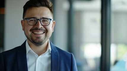 Aufkleber - Smile confident and portrait of businessman in office with pride positive and professional attitude Happy career and male financial advisor from Canada at startup company for finance g : Generative AI