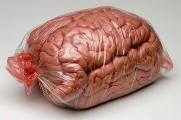 Sticker - Detailed Brain Model Wrapped in Plastic Film for Medical Study and Research