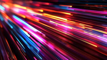 Poster - Abstract background with neon light trails creating a dynamic and colorful visual experience.