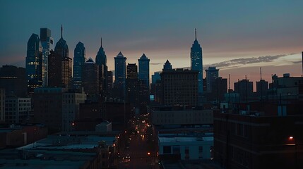 Wall Mural - Philadelphia Pennsylvania USA downtown city skyline at dusk : Generative AI