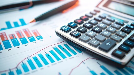Aufkleber - Business Finance Budgeting and Tax Concept Doing finances and calculating financial report with business graph growth chart finance and investment budget management asset allocation : Generative AI
