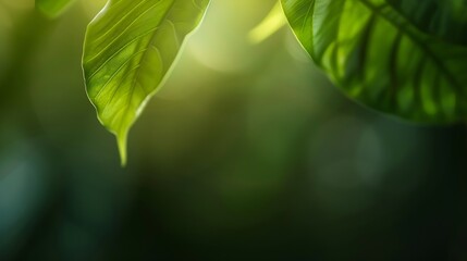 Wall Mural - Blurred green leaf gradient nature background : Generative AI