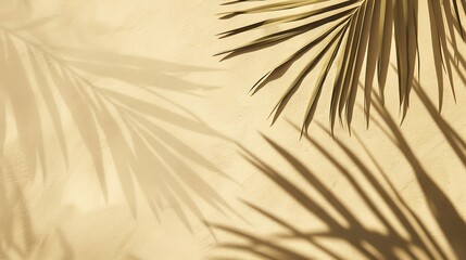 Aufkleber - Natural palm leaf shadow on light beige sandy color background banner with copyspace Summer minimal concept daylight in sunny day top view plant sun shade nature environment pattern ne : Generative AI
