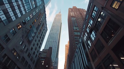 Poster - View of highrise skyscrapers in Manhattan New York United States : Generative AI