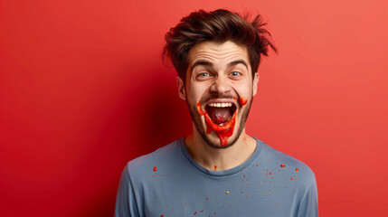 Poster - Scary Man with messy mouth sauce