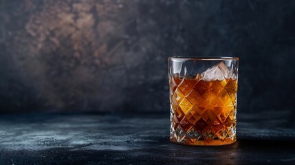 Poster - Glass of delicious Old Fashioned Cocktail on dark background : Generative AI