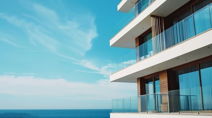 Poster - highrise building near the sea Modern house : Generative AI