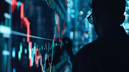 Leinwandbilder - Businessman analyzing forex trading graph financial data Stock Market Investments Funds and Digital Assets Business finance technology and investment concept Business finance backgroun : Generative AI