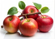 © ruzz - Four Red Apples with Leaves and Stem on White Background