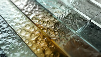 Wall Mural - close up of textured glass tiles.