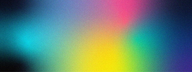 Poster - Vibrant Rainbow Gradient Background with Abstract Spectrum Fusion. Grainy noise grungy texture color gradient. Vibrant color gradient banner. Colorful Linear Texture for Modern Vibrant Posters. 