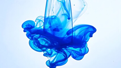 Poster - Blue Ink Swirls Gracefully in Water Against a White Background Generative AI