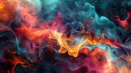 Abstract, colorful fluid dynamics in motion