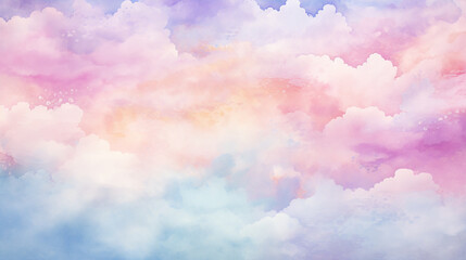 Wall Mural - Hand-Painted Watercolor Sky Abstract Cloud Background