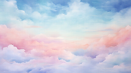 Wall Mural - Hand-Painted Watercolor Sky Abstract Cloud Background