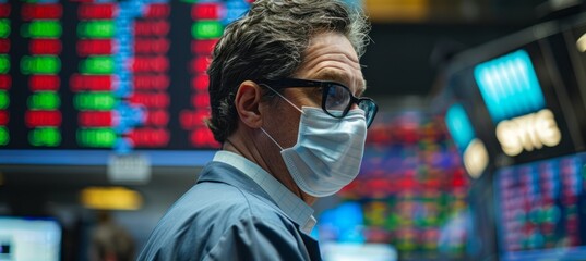 Fototapete - Business manager with bokeh stock trade exchange. Finance statistic value market data. Generative AI technology.	
