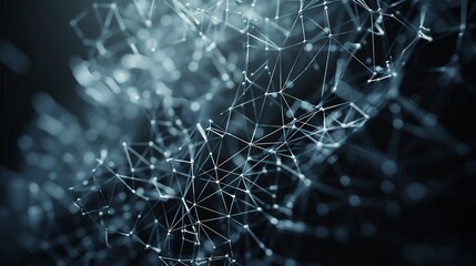 Wall Mural - a 3d rendering of an abstract network structure with glowing points and lines.