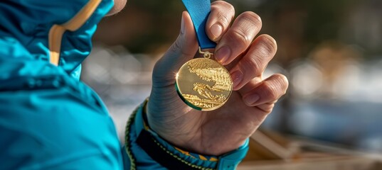 Wall Mural - gold medal award. sport winner competition. generative ai technology.