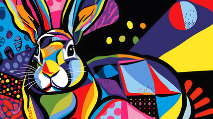 Abstract rabbit art design, wallpaper, the art of colorful beauty