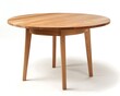 ©  Ahmad hussain joni - A round dining table made of solid oak with a polished surface and sturdy legs set against a white background The natural wood grain and elegant design create a warm inviting look